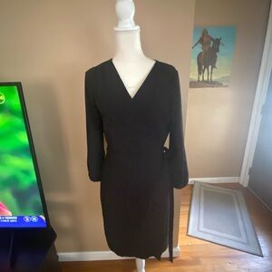J. Crew Black Long Sleeve Wrap Dress